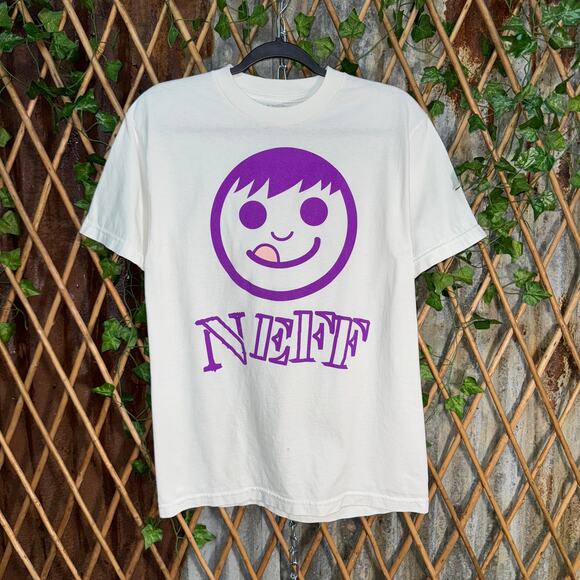 Vintage Y2K neff skate/surf big smiley face cartoon t-shirt - Picture 1 of 4
